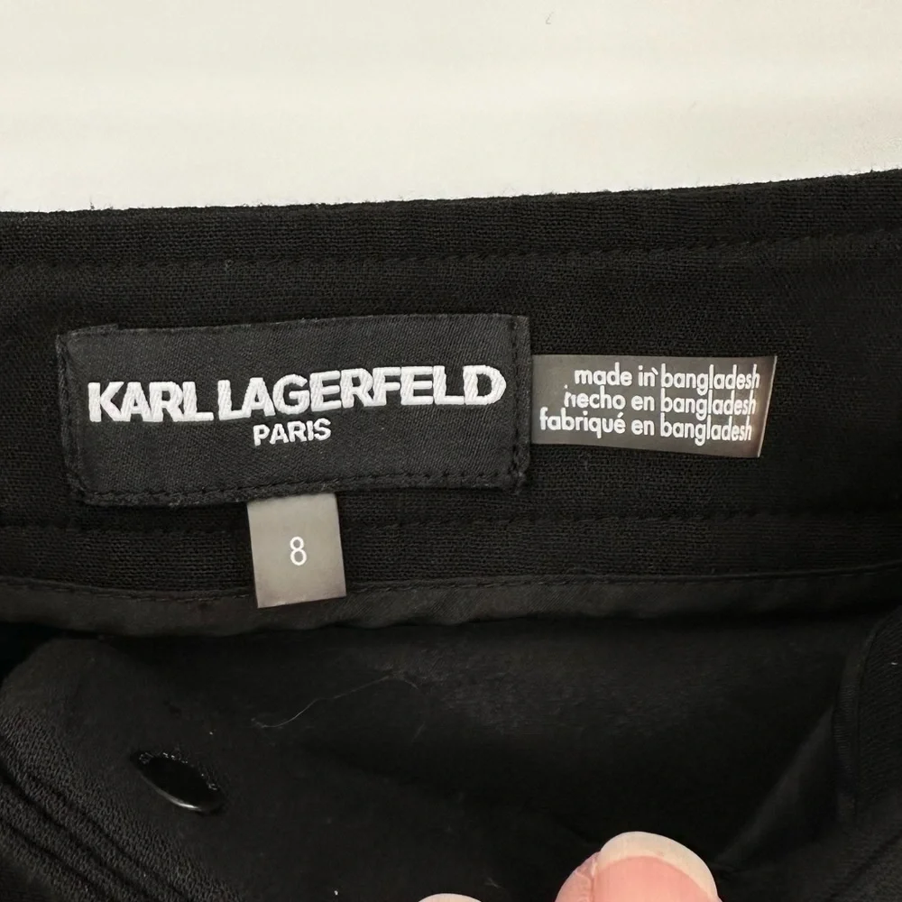 KARL Lagerfeld Paris Women’s Fully Lined Black Skirt w/Silver Zippers Size 8